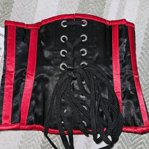 Tight Lacing zipper corset SMALL RED/BLACK - Picture 2 of 15
